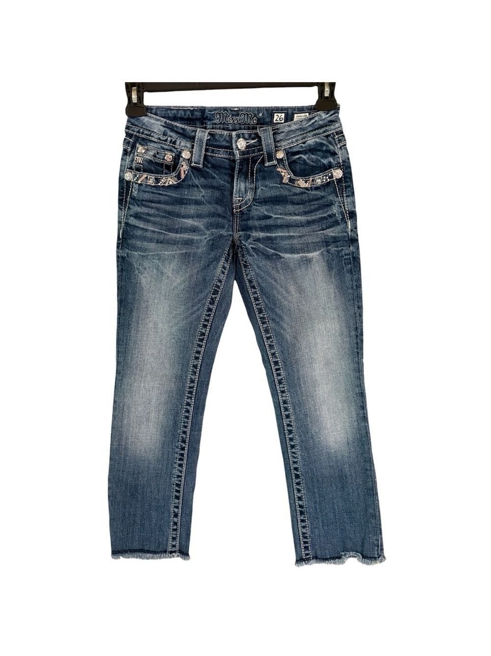 Miss Me Signature Crop Jeans w/Embellished Pocket Trim. Size 26 Like new! EUC! - Picture 4 of 13